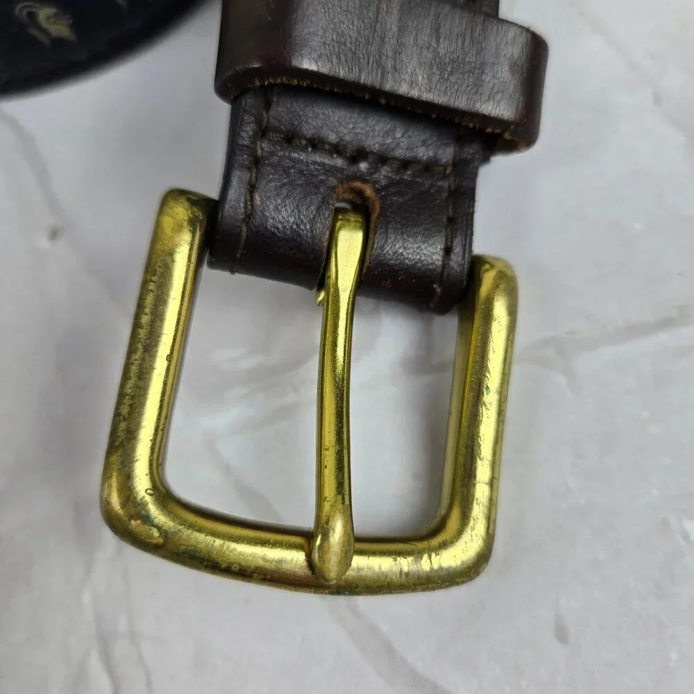 Vineyard Vines Sz 36 Men’s Heavy Canvas Woven Belt Knights Graphic Gold Hardware